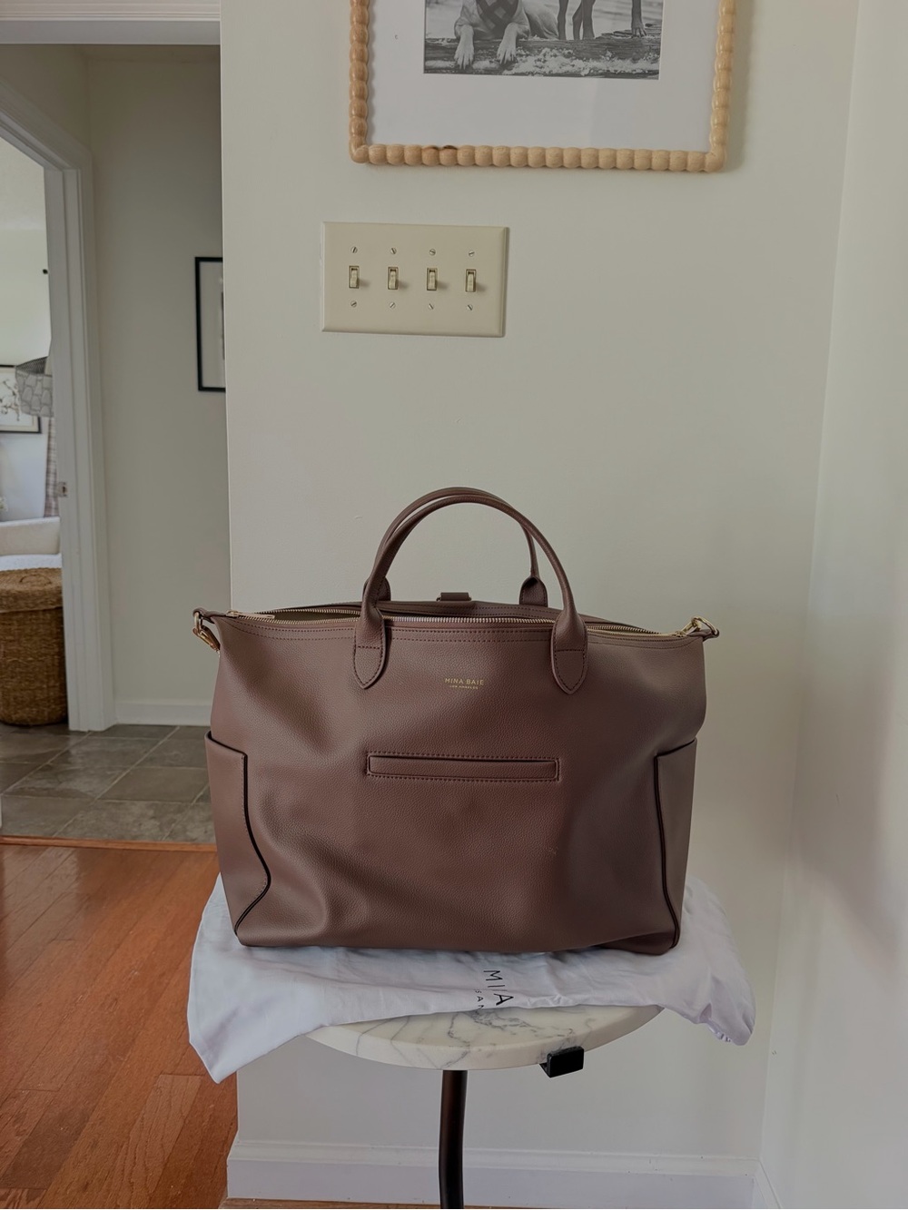 Emmy Mina Baie Full Vegan Leather Diaper Bag in Coco